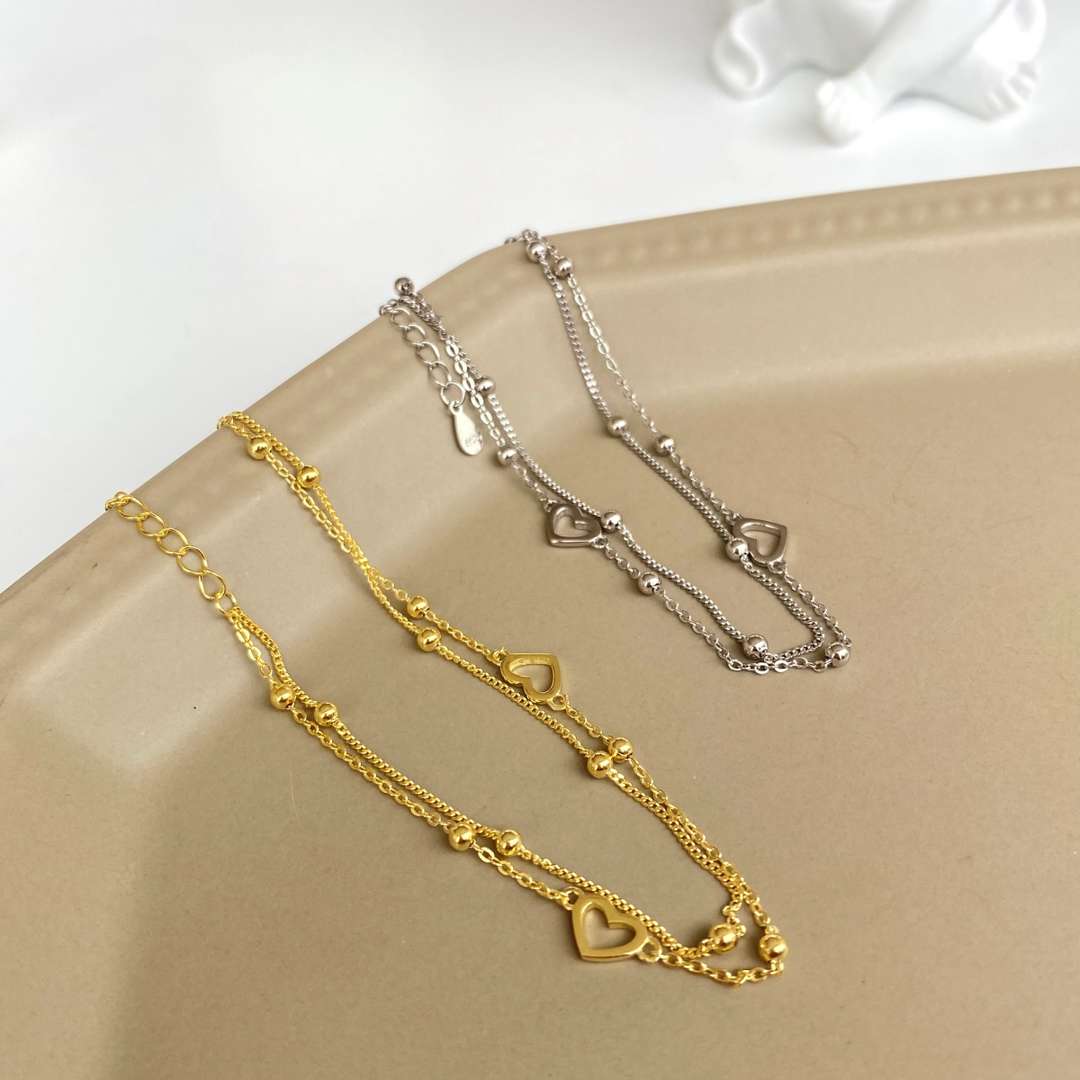 [Limara]Dainty Double Layer Love Heart Bracelet