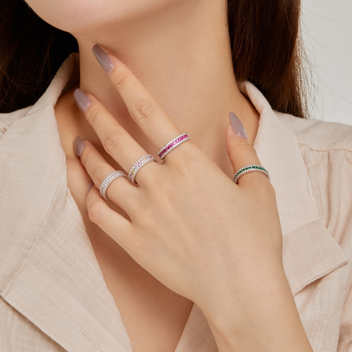 [Limara]Delicate Colorful Round Cut Daily Ring