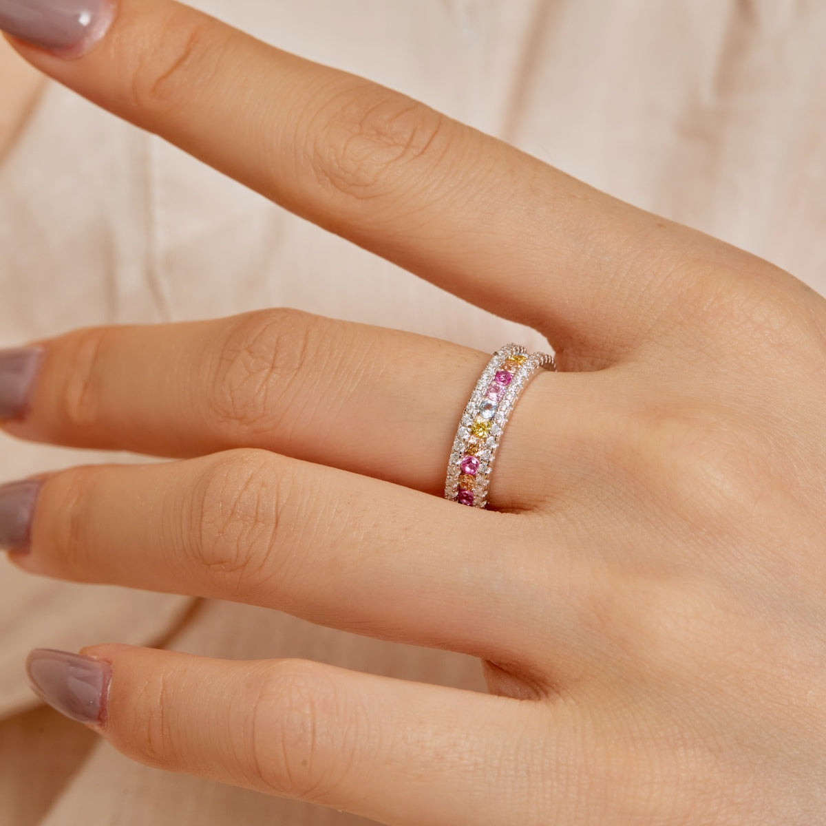 [Limara]Delicate Colorful Round Cut Daily Ring