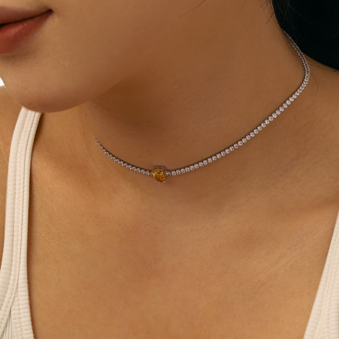 [Limara]1.0 carat Unique Pear Cut Tennis Necklace