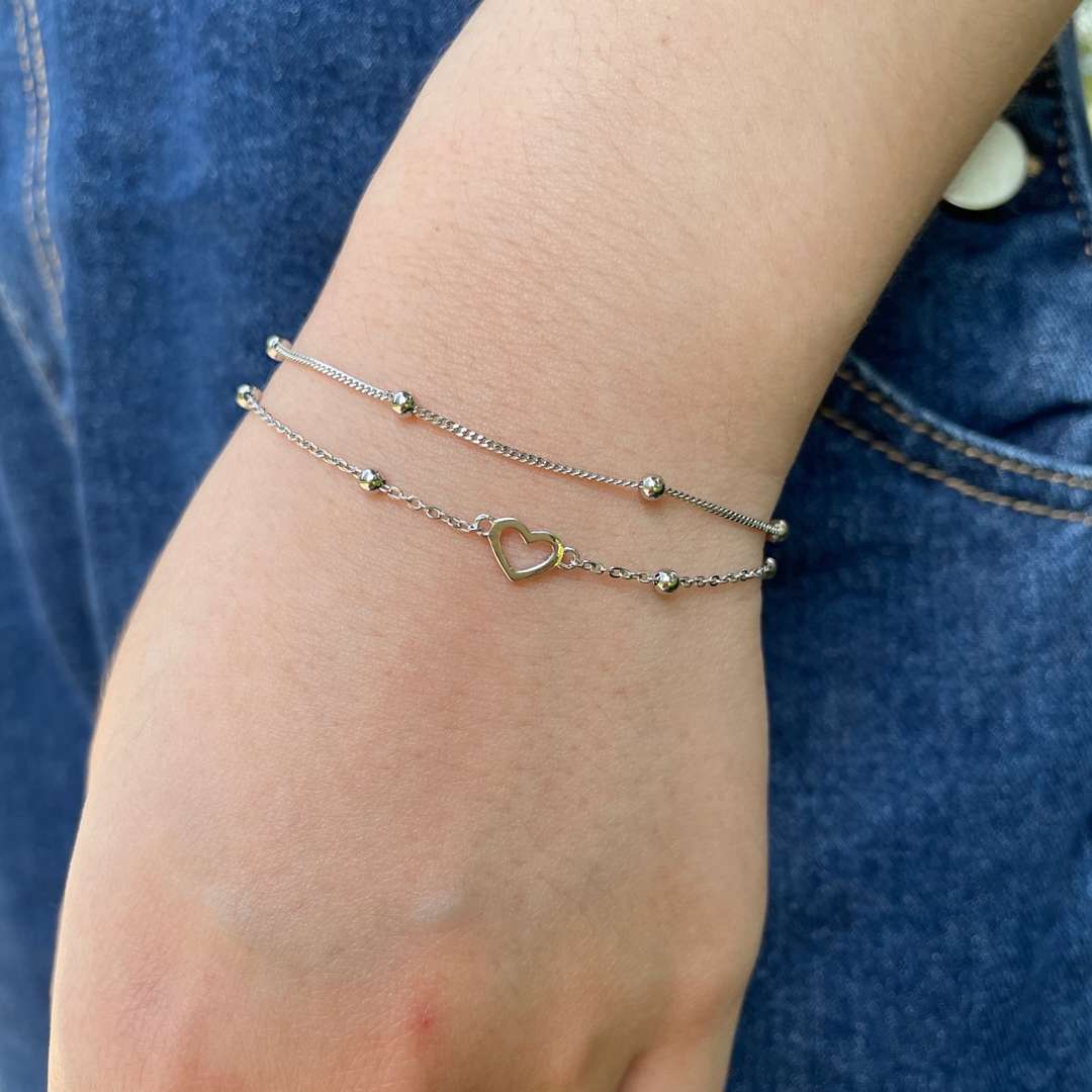 [Limara]Dainty Double Layer Love Heart Bracelet