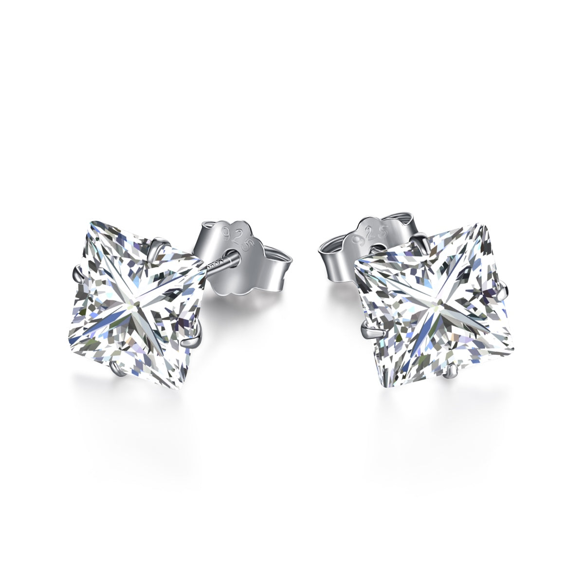 [Limara]Stylish Shiny Square Center Stone Stud Earrings