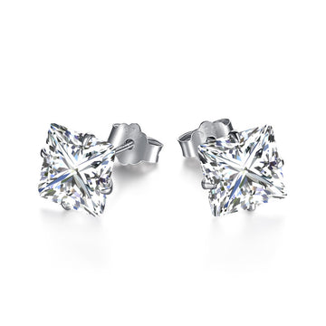 [Limara]Stylish Shiny Square Center Stone Stud Earrings