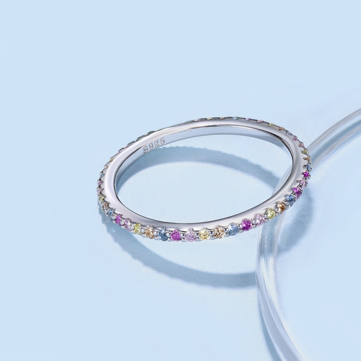 [Limara]Ornate Colorful Round Cut Tennis Ring