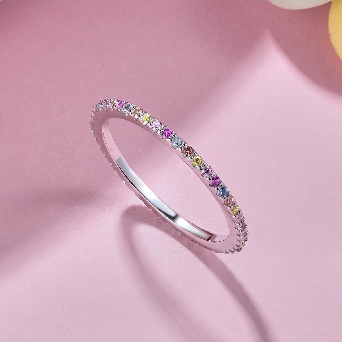 [Limara]Ornate Colorful Round Cut Tennis Ring