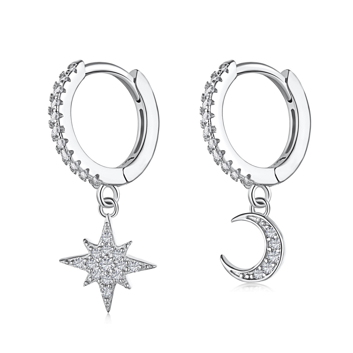 [Limara]Star and Moon Asymmetric Earrings