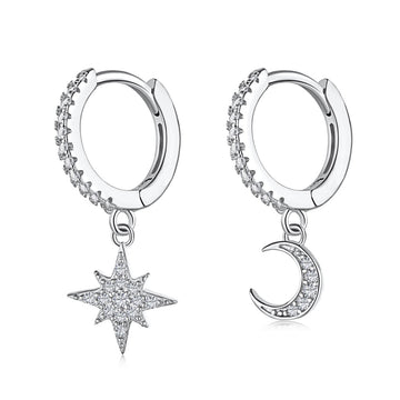 [Limara]Star and Moon Asymmetric Earrings
