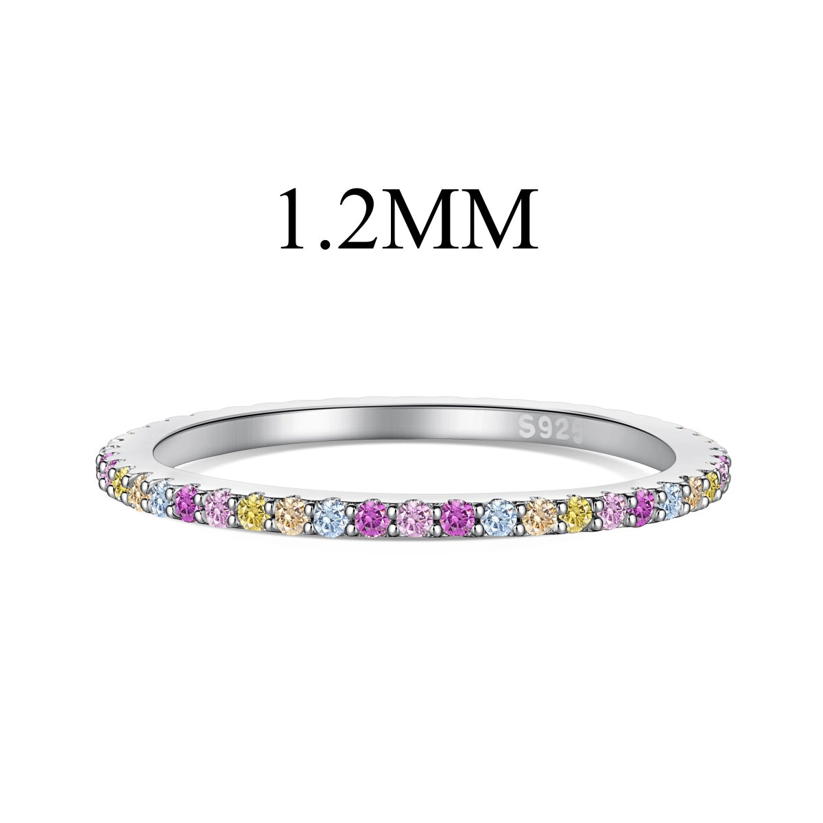 [Limara]Ornate Colorful Round Cut Tennis Ring