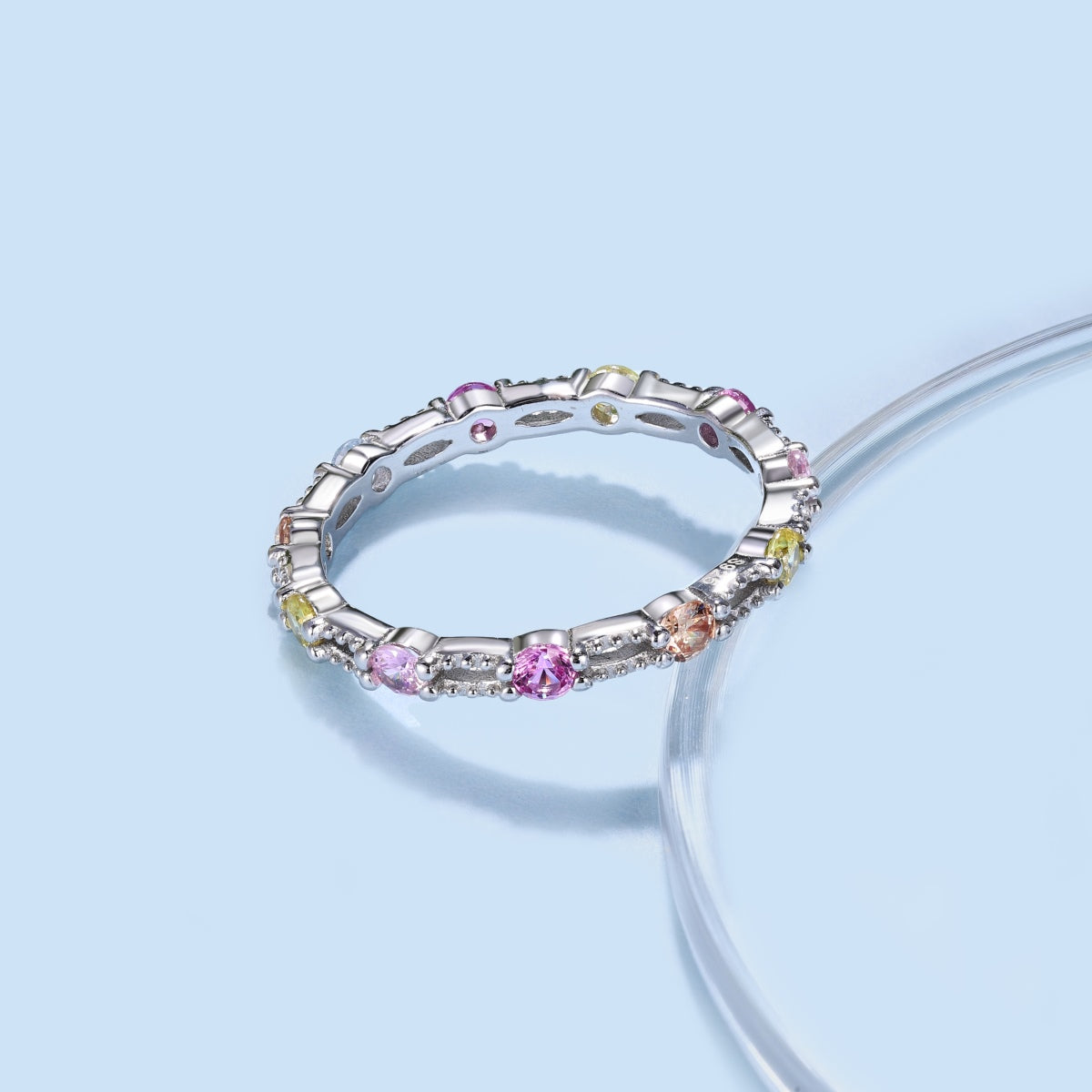 [Limara]Sparkling Colorful Round Cut Tennis Ring