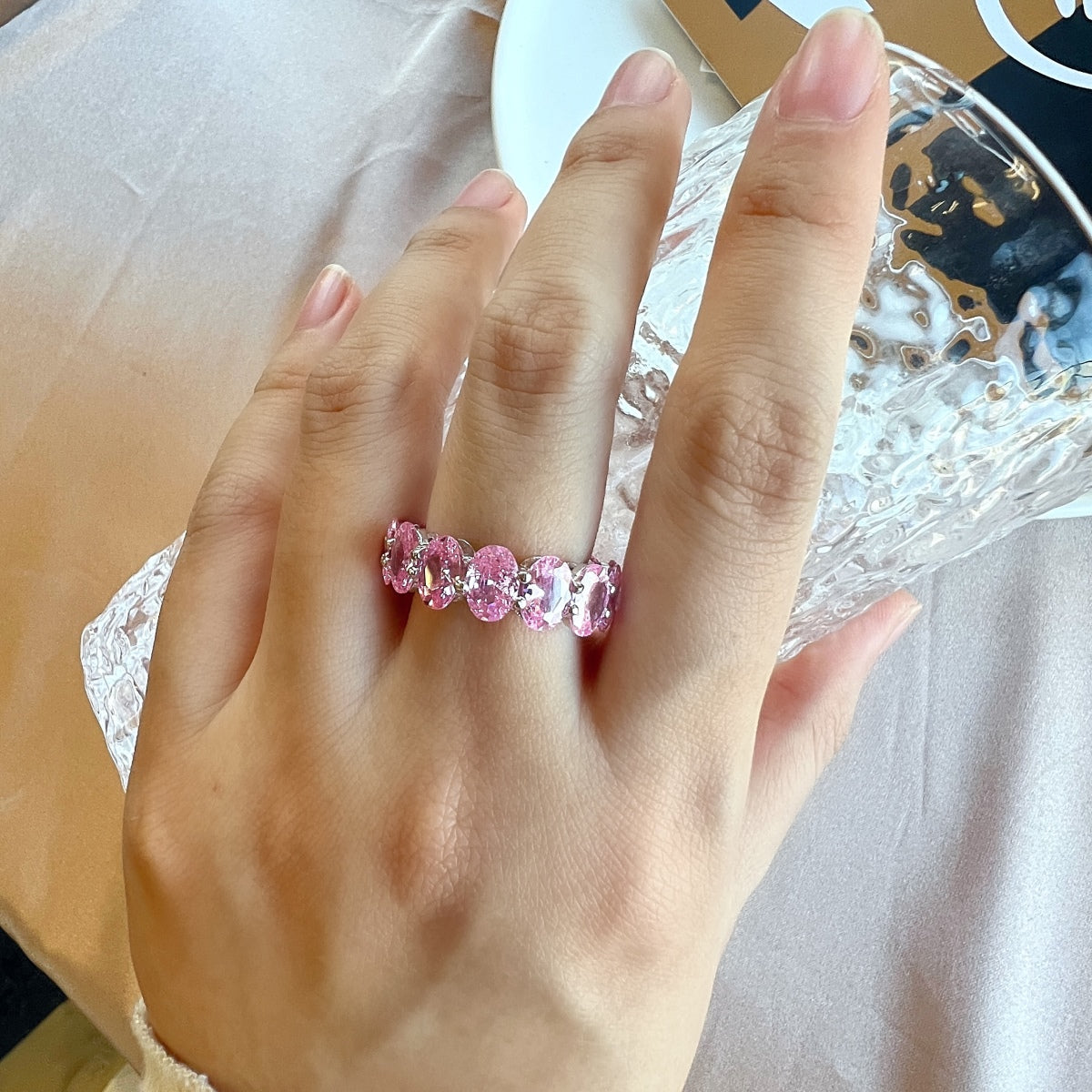[Limara]Dainty Elongated Cushion Cut Tennis Ring
