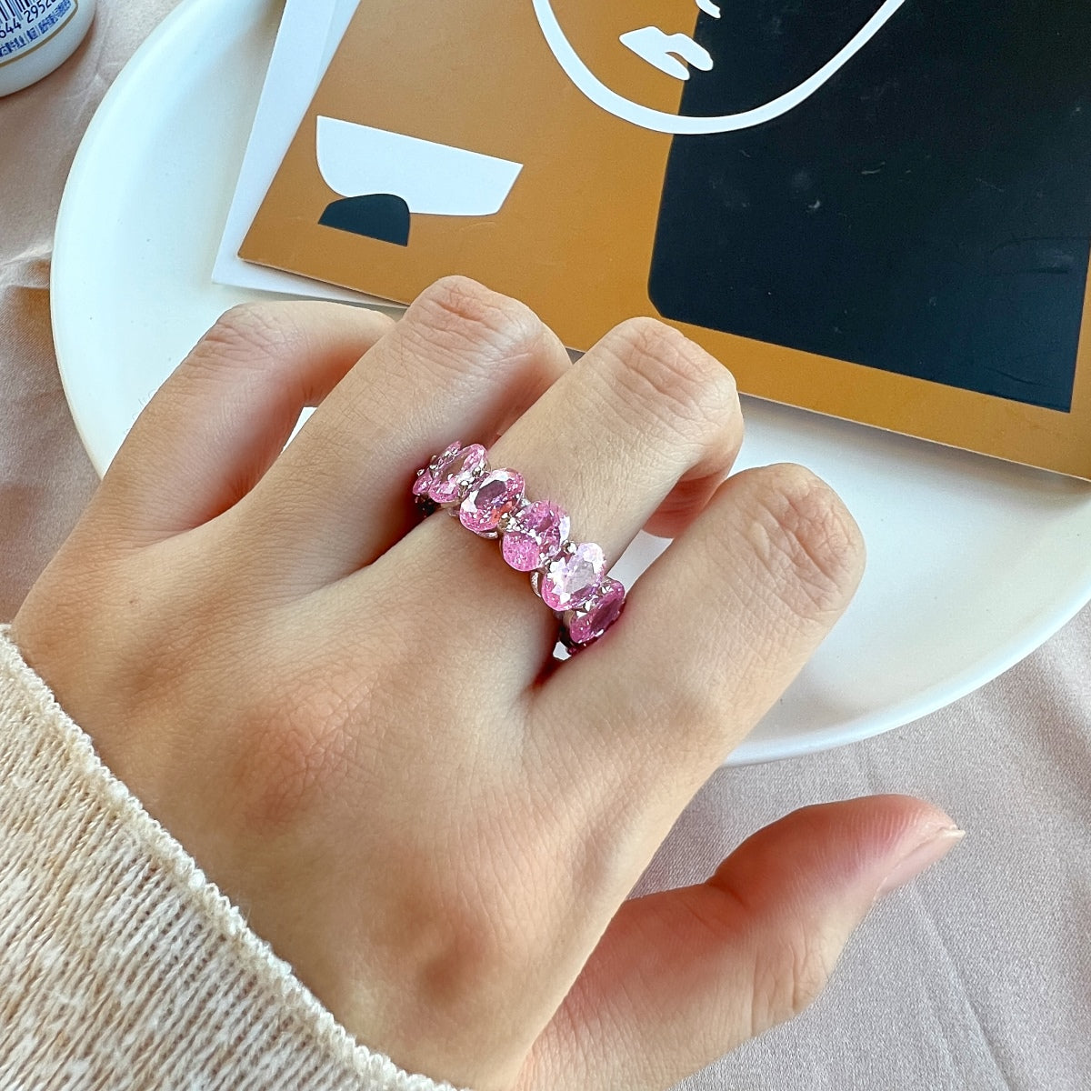 [Limara]Dainty Elongated Cushion Cut Tennis Ring