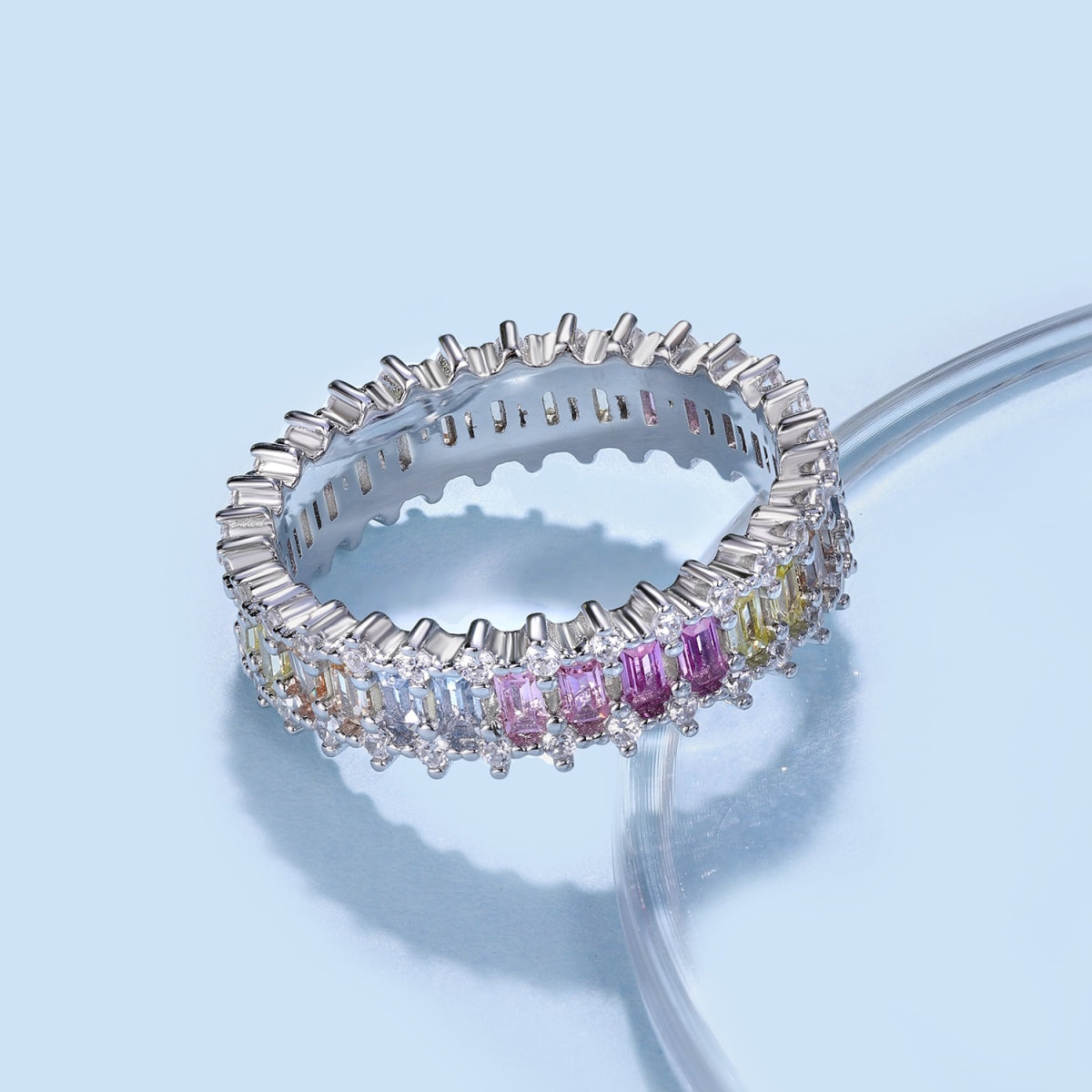 [Limara]Splashy Ornate Emerald Cut Cocktail Ring