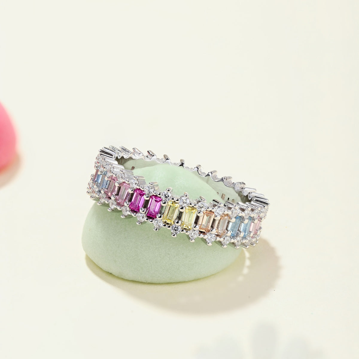 [Limara]Splashy Ornate Emerald Cut Cocktail Ring