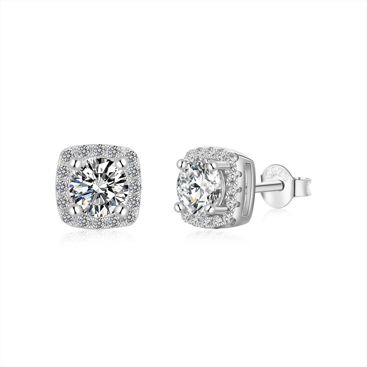 [Limara]Classic Round Center Stone Stud Earrings