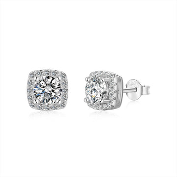 [Limara]Classic Round Center Stone Stud Earrings