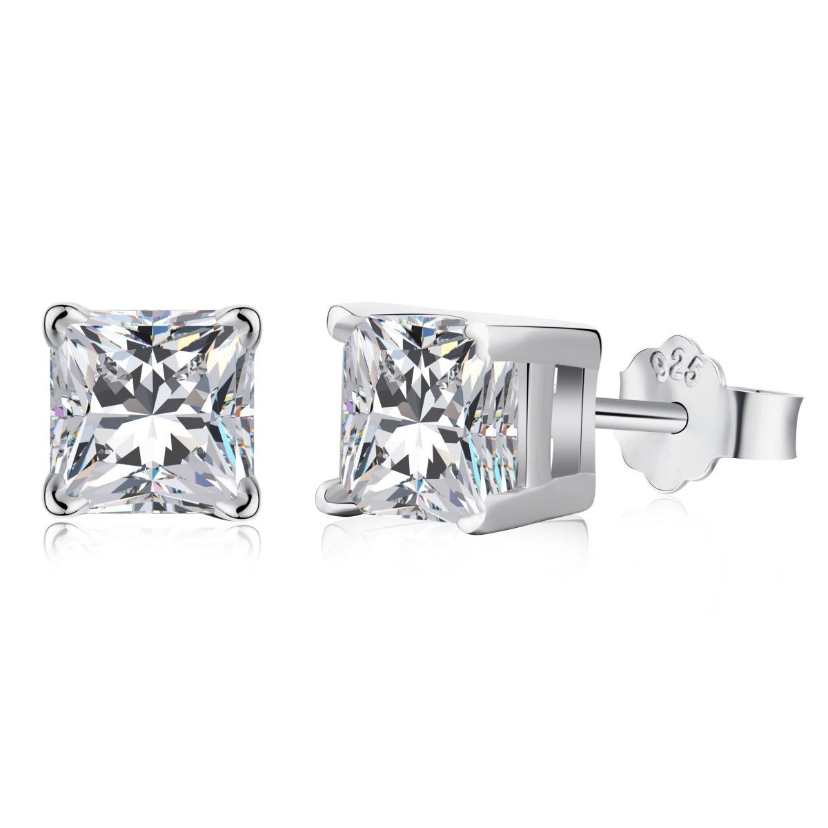 [Limara]1.0 Carat Radiant Princess Cut Wedding Earrings