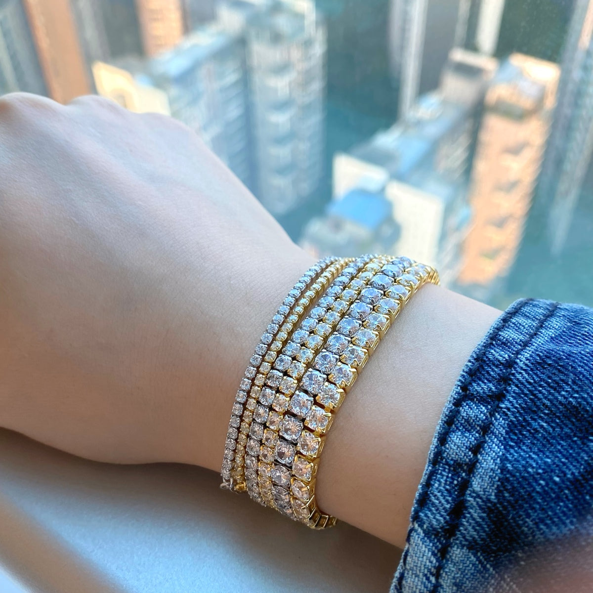 [Limara]Sparkling Radiant Princess Cut Tennis Bracelet