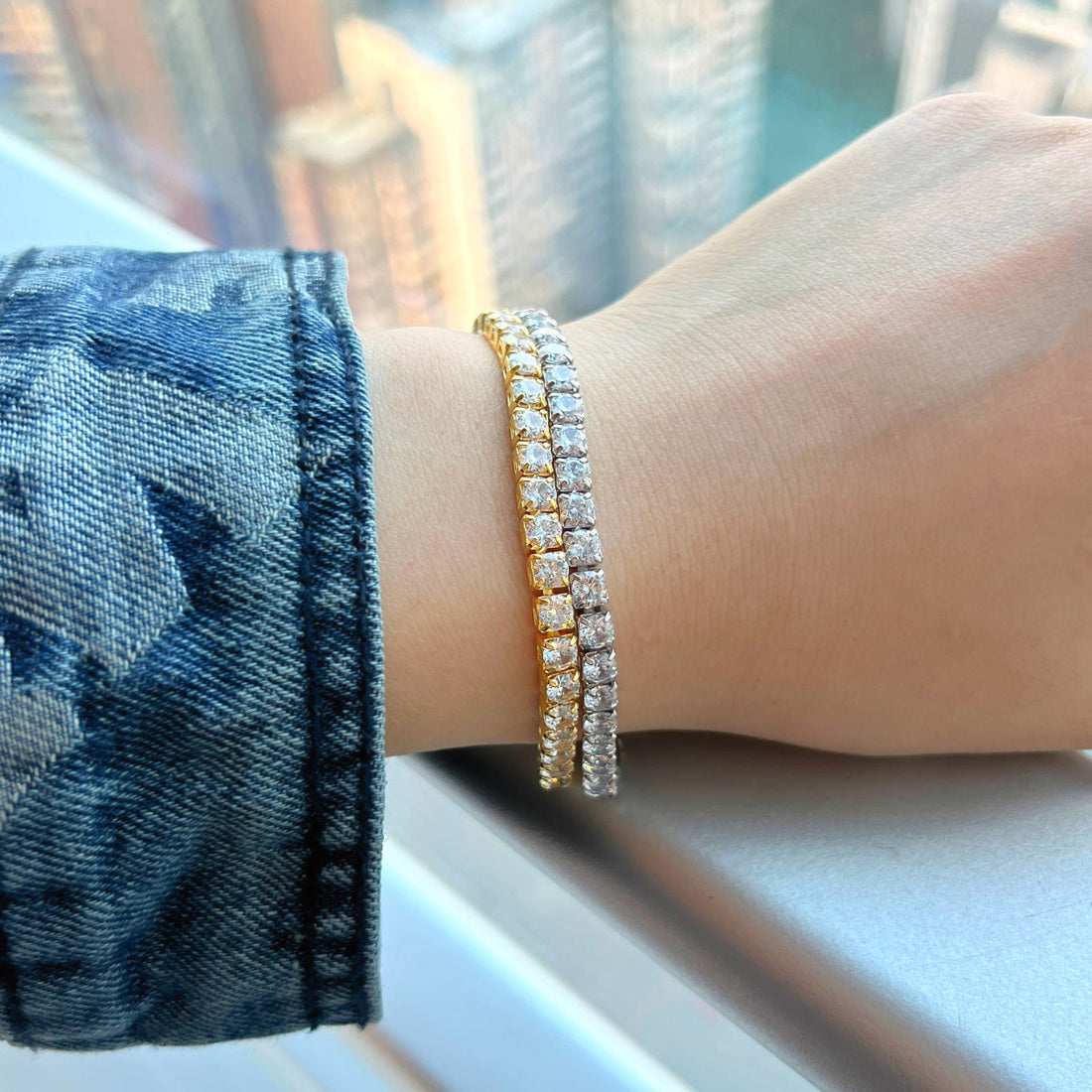 [Limara]Sparkling Radiant Princess Cut Tennis Bracelet