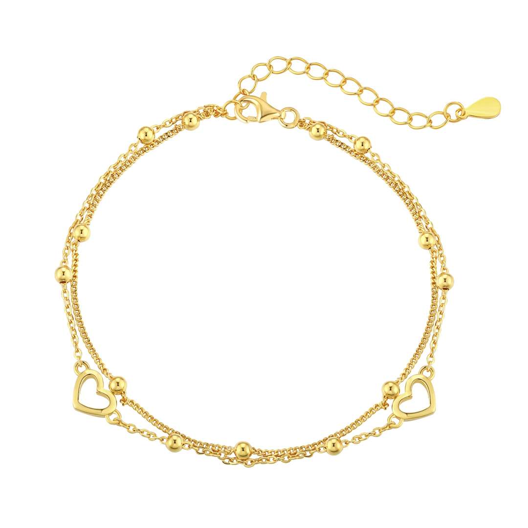 [Limara]Dainty Double Layer Love Heart Bracelet