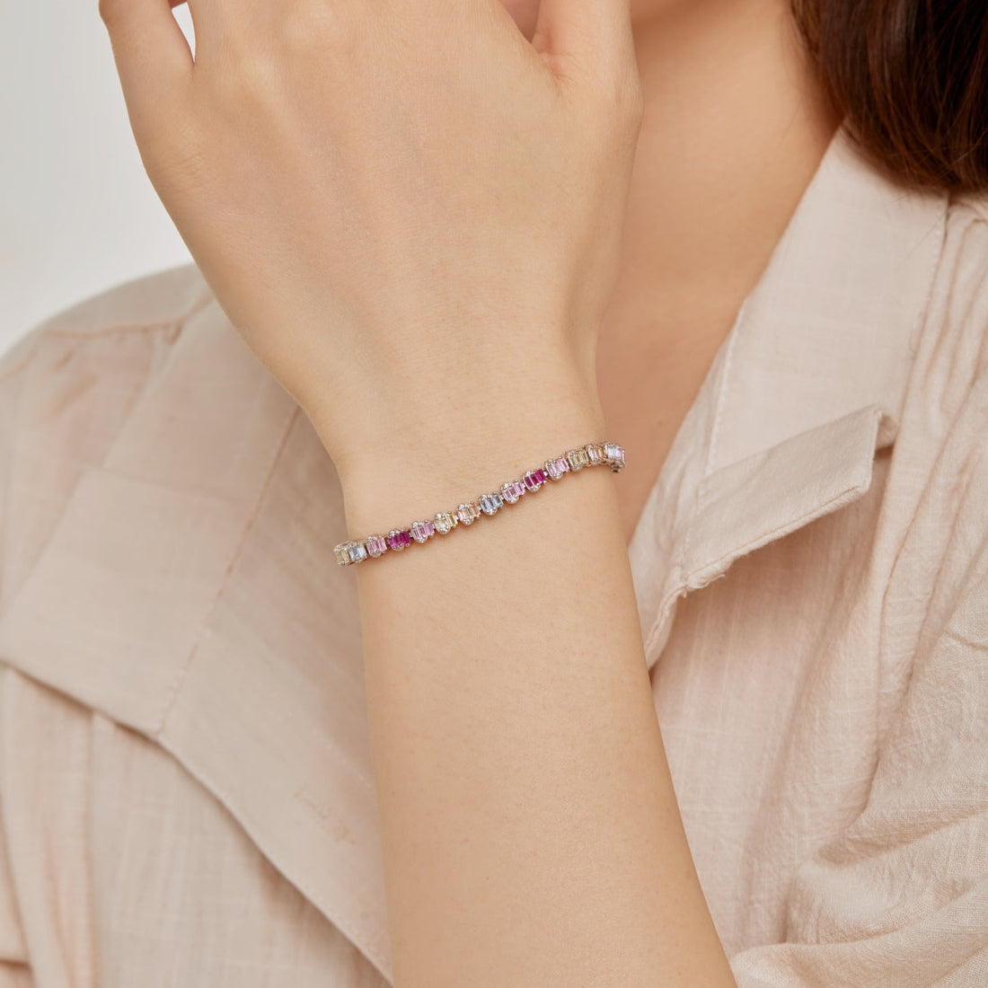 [Limara]Delicate Colorful Emerald Cut Party Bracelet