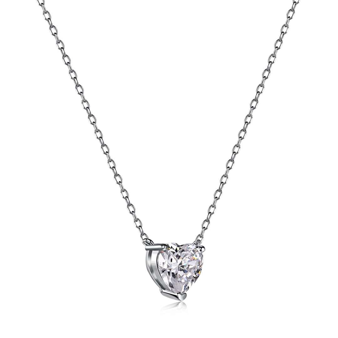 [Limara]Heart Shape Main Stone Pendant Collarbone Necklace