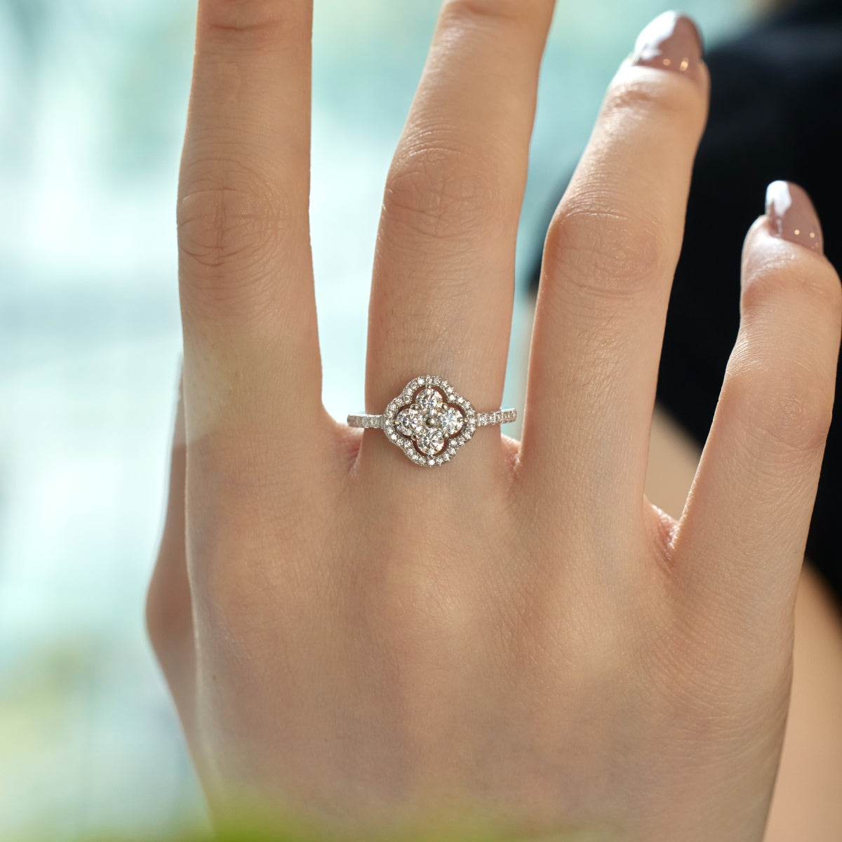 [Limara]Four Leaf Clover Flower Design Ring