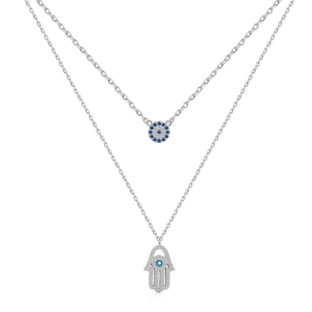 [Limara]Demon Eye Hamsa Palm Necklace