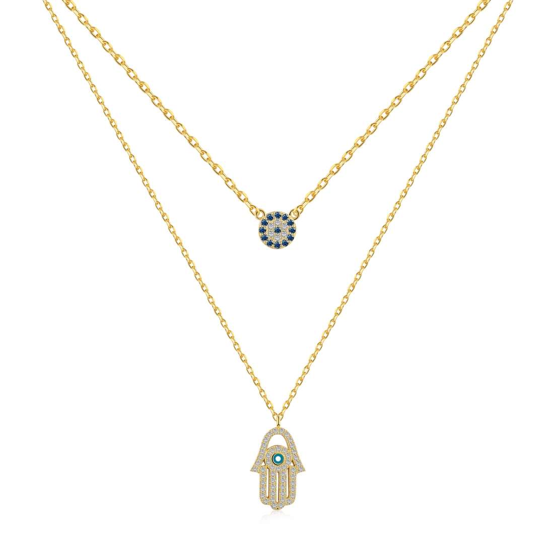 [Limara]Demon Eye Hamsa Palm Necklace
