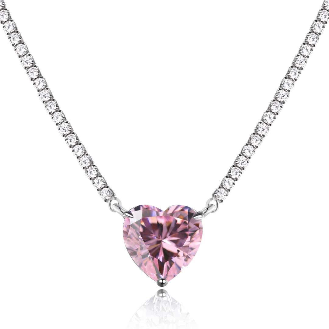 [Limara]8.0 Carat Versatile Colorful Sweet Heart-Shaped Tennis Necklace