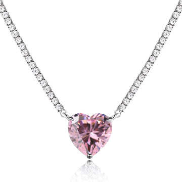 [Limara]8.0 Carat Versatile Colorful Sweet Heart-Shaped Tennis Necklace