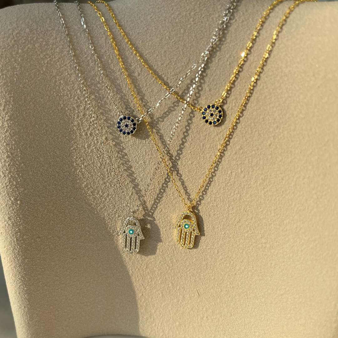 [Limara]Demon Eye Hamsa Palm Necklace