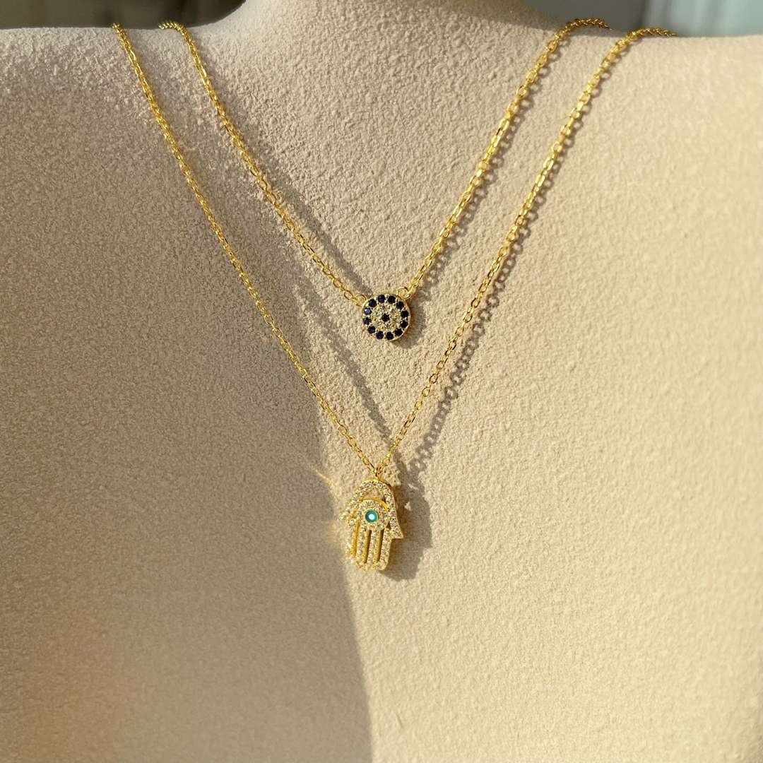 [Limara]Demon Eye Hamsa Palm Necklace