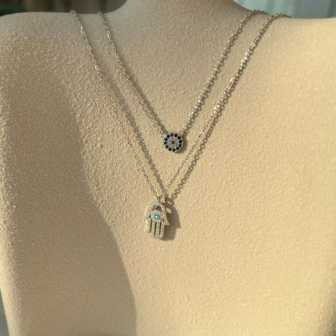 [Limara]Demon Eye Hamsa Palm Necklace