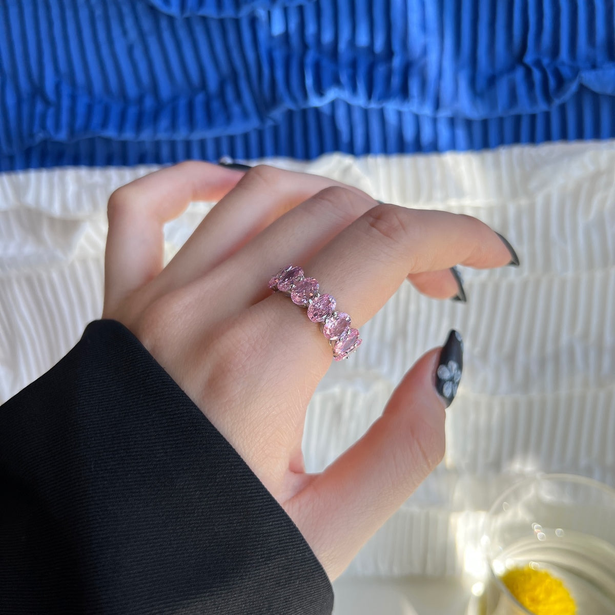 [Limara]Dainty Elongated Cushion Cut Tennis Ring