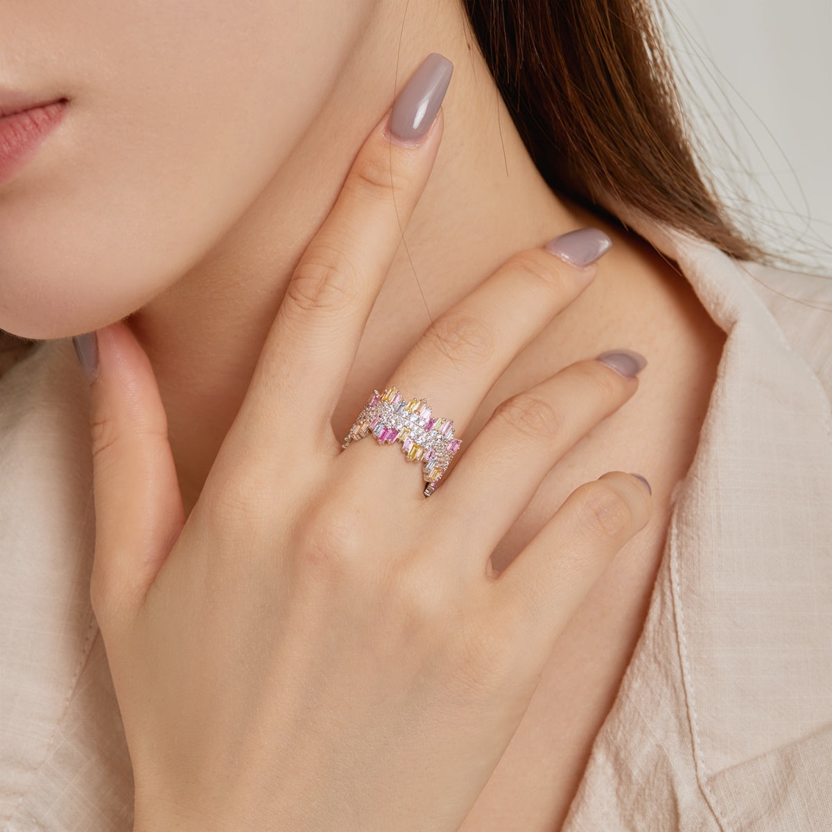 [Limara]Luxurious Colorful Radiant Cut Daily Ring