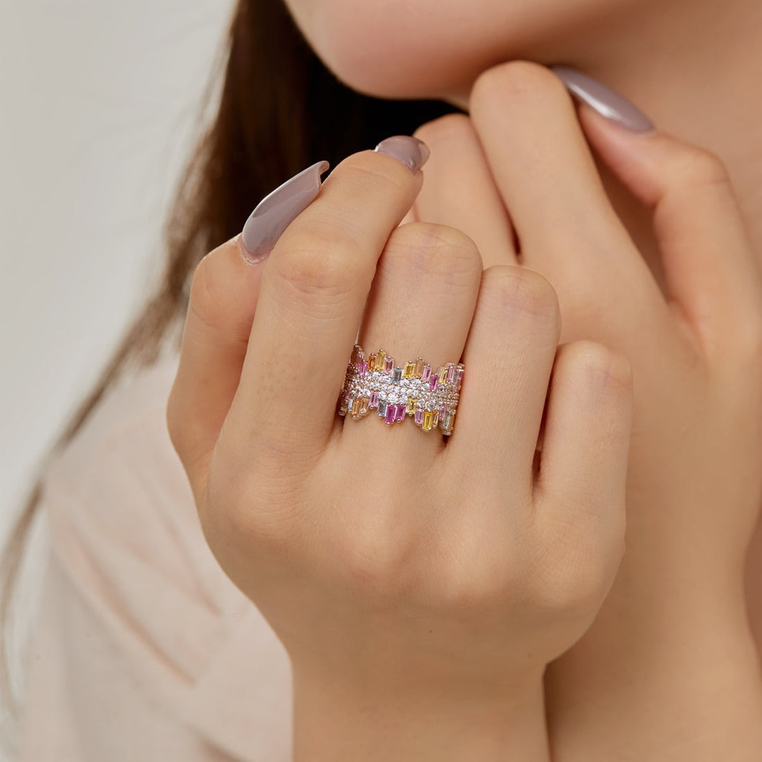 [Limara]Luxurious Colorful Radiant Cut Daily Ring