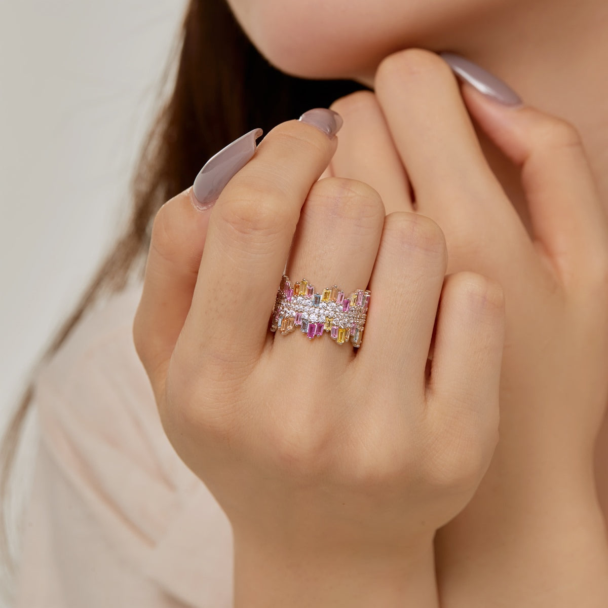 [Limara]Luxurious Colorful Radiant Cut Daily Ring