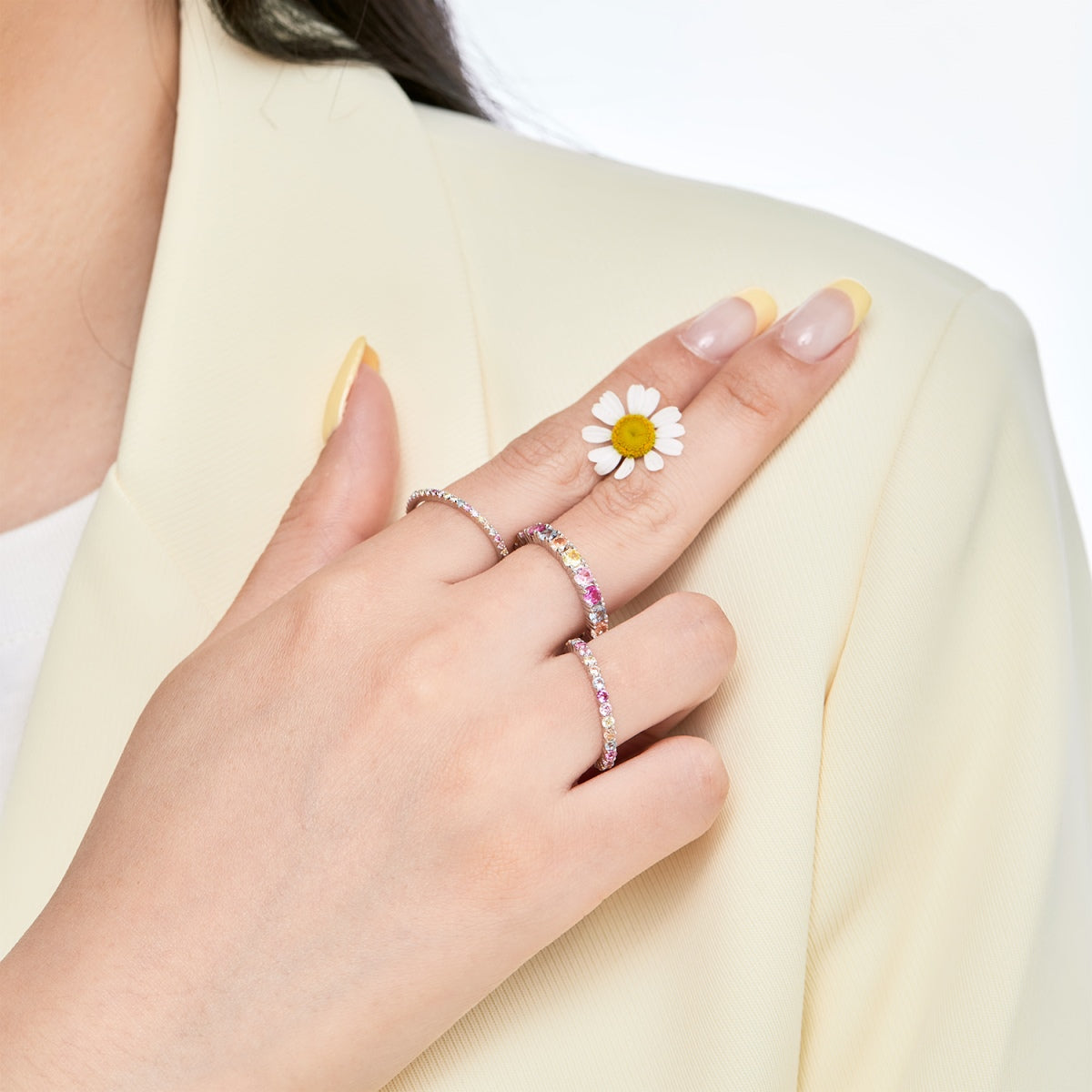 [Limara]Dazzling Lustrous Round Cut Tennis Ring