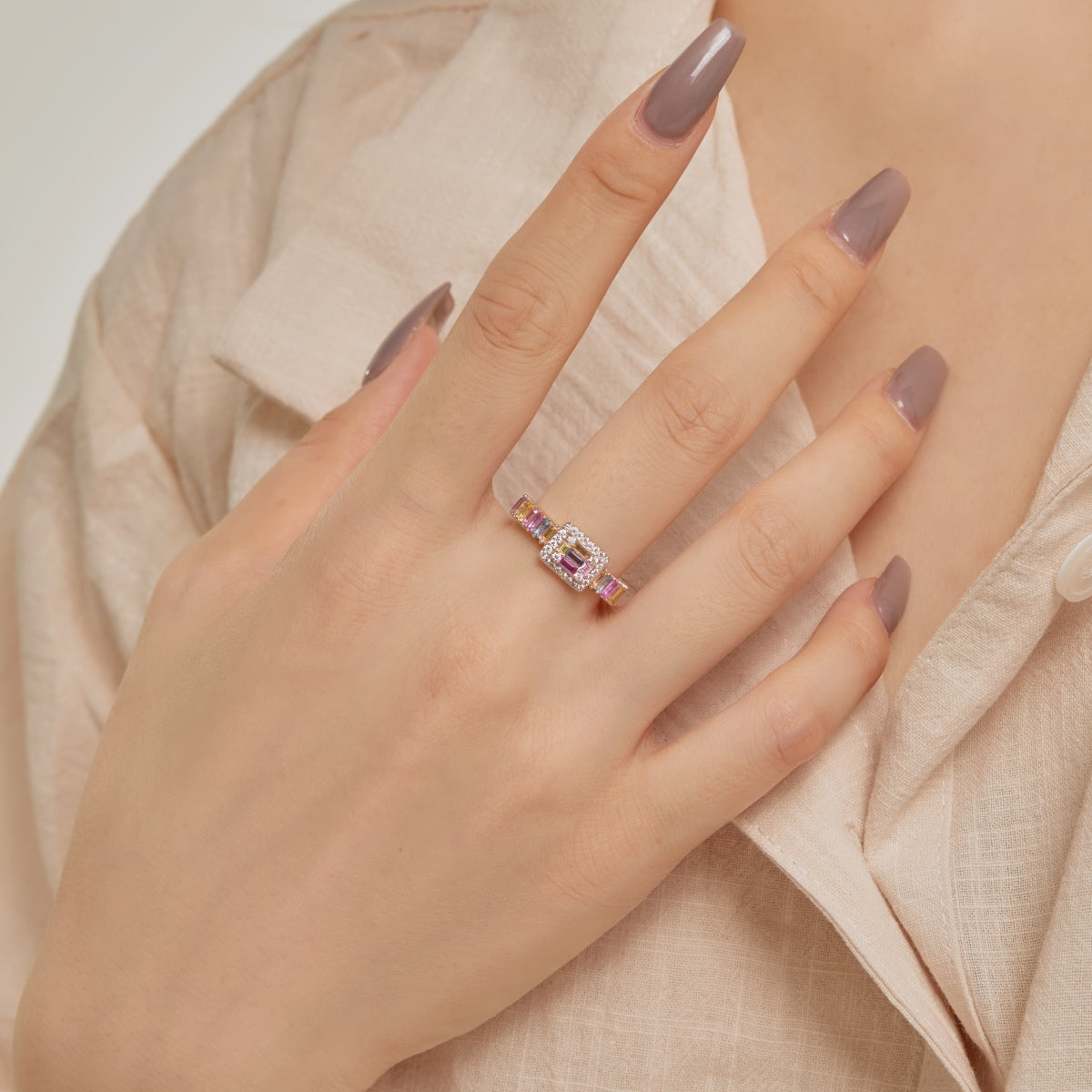 [Limara]Exquisite Colorful Radiant Cut Party Ring