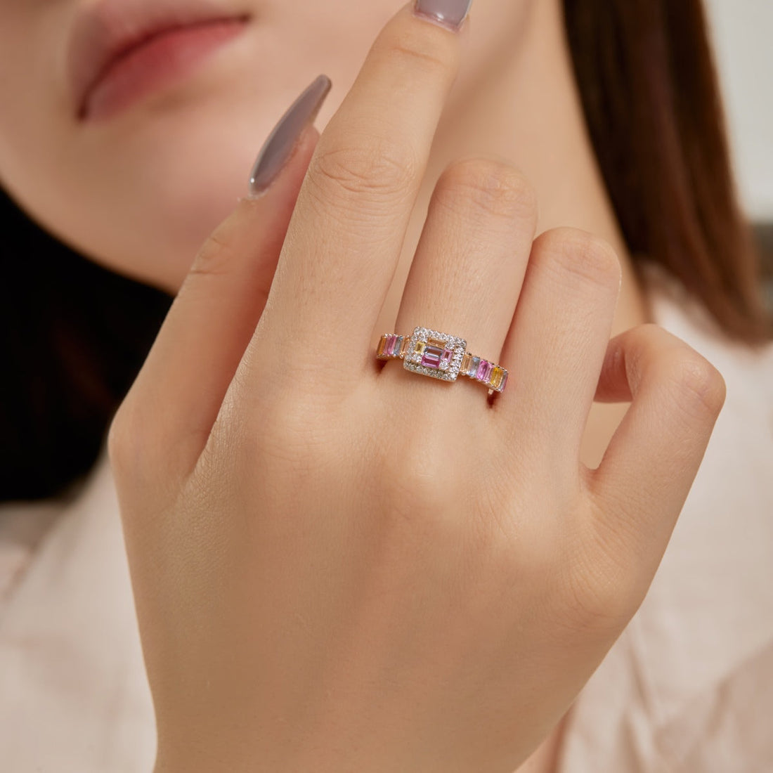 [Limara]Exquisite Colorful Radiant Cut Party Ring