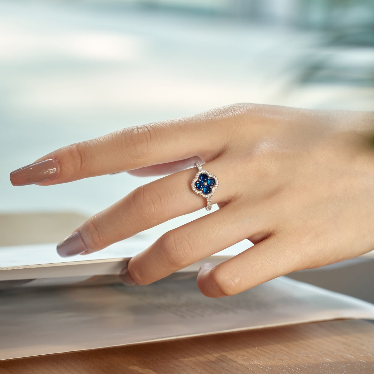 [Limara]Four Leaf Clover Flower Design Ring
