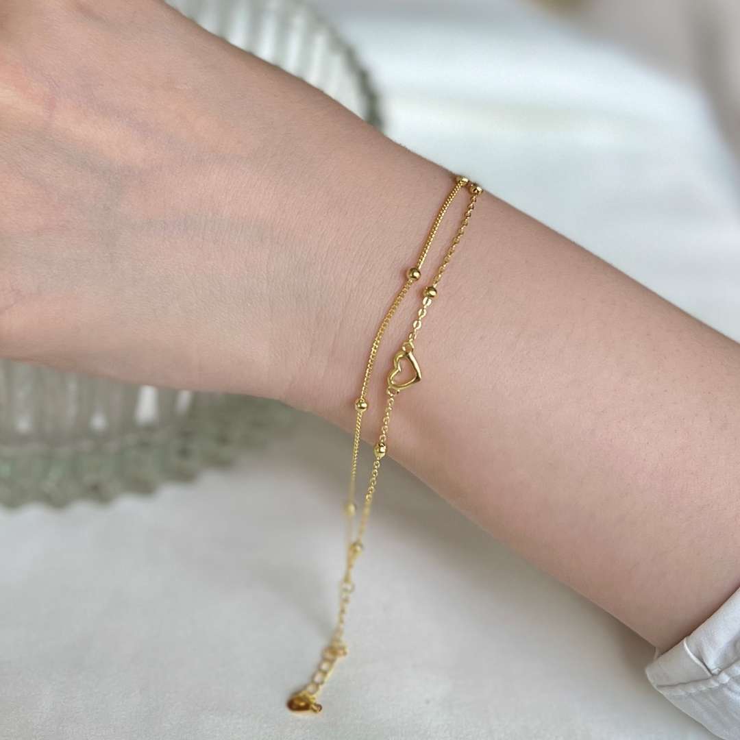 [Limara]Dainty Double Layer Love Heart Bracelet