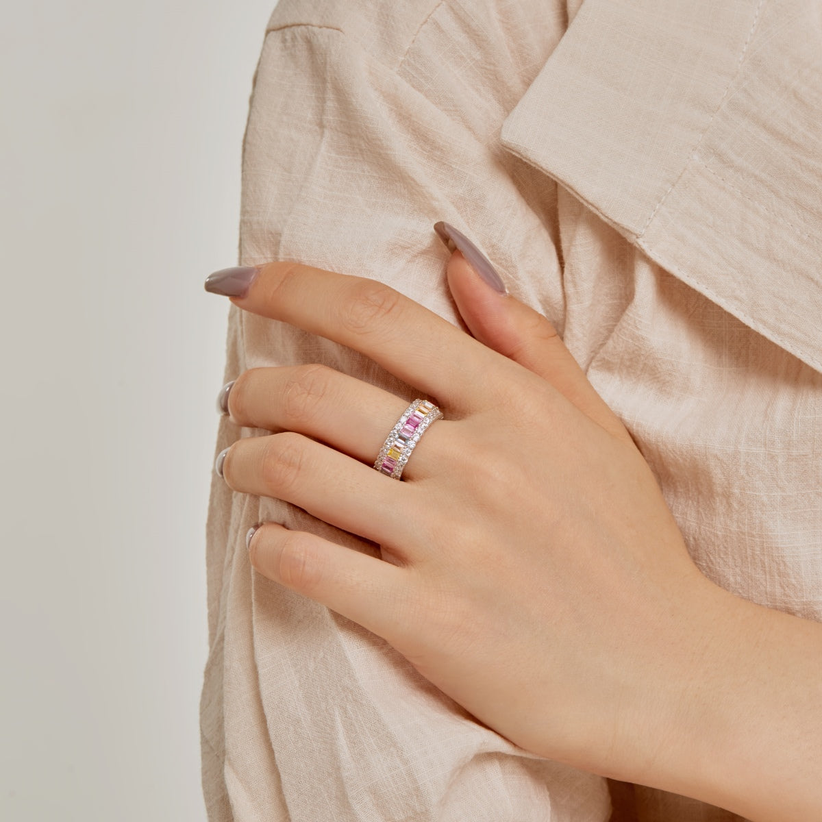 [Limara]Dainty Colorful Radiant Cut Daily Ring
