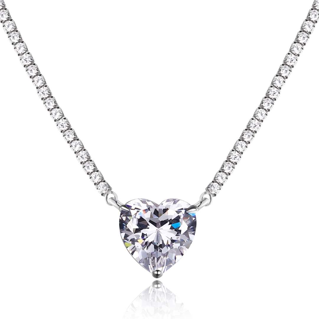 [Limara]8.0 Carat Versatile Colorful Sweet Heart-Shaped Tennis Necklace