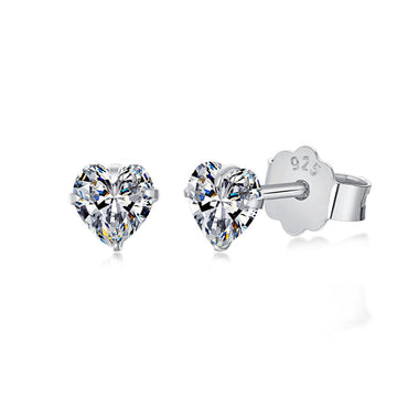 [Limara]Sparkling Heart Shaped Simple Earrings