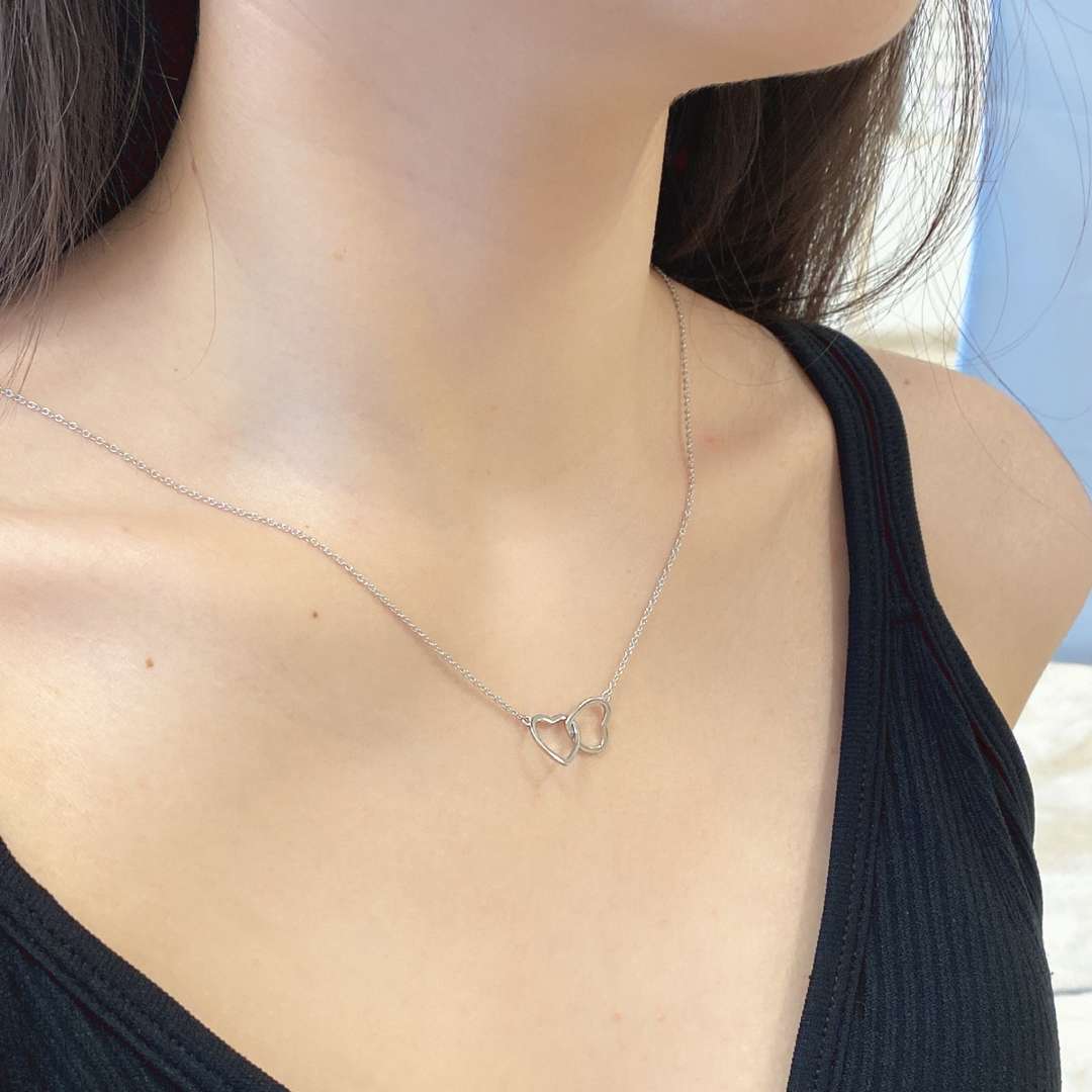[Limara]Sterling Silver Love Double Ring Necklace