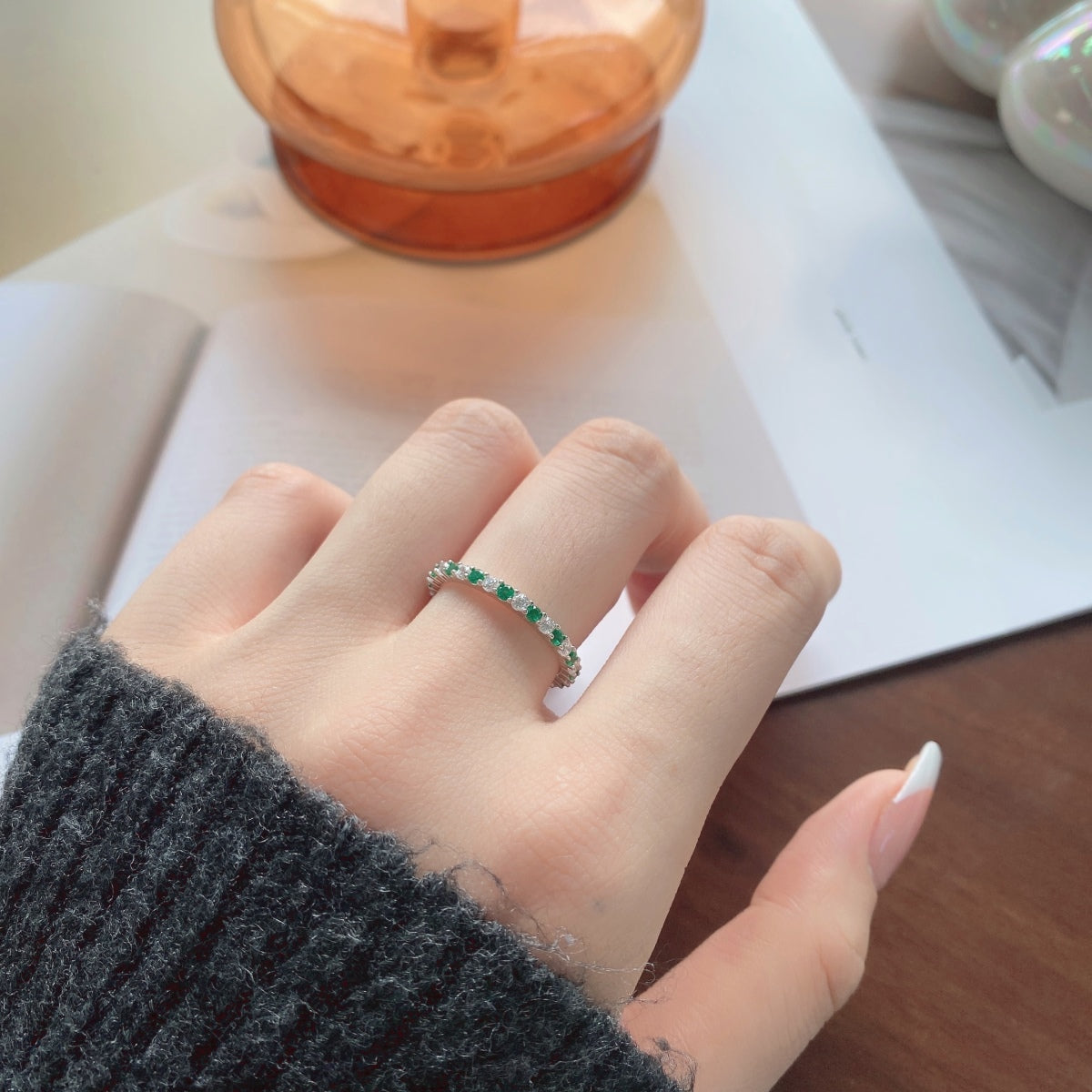 [Limara]Exquisite Colorful Round Cut Tennis Ring