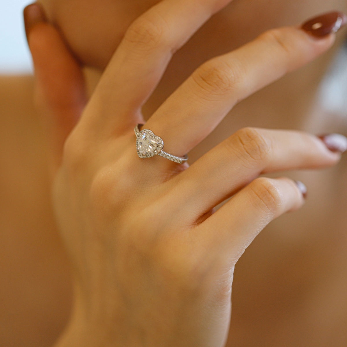 [Limara]Eternity Splashy Romantic Heart Shape Lover Ring
