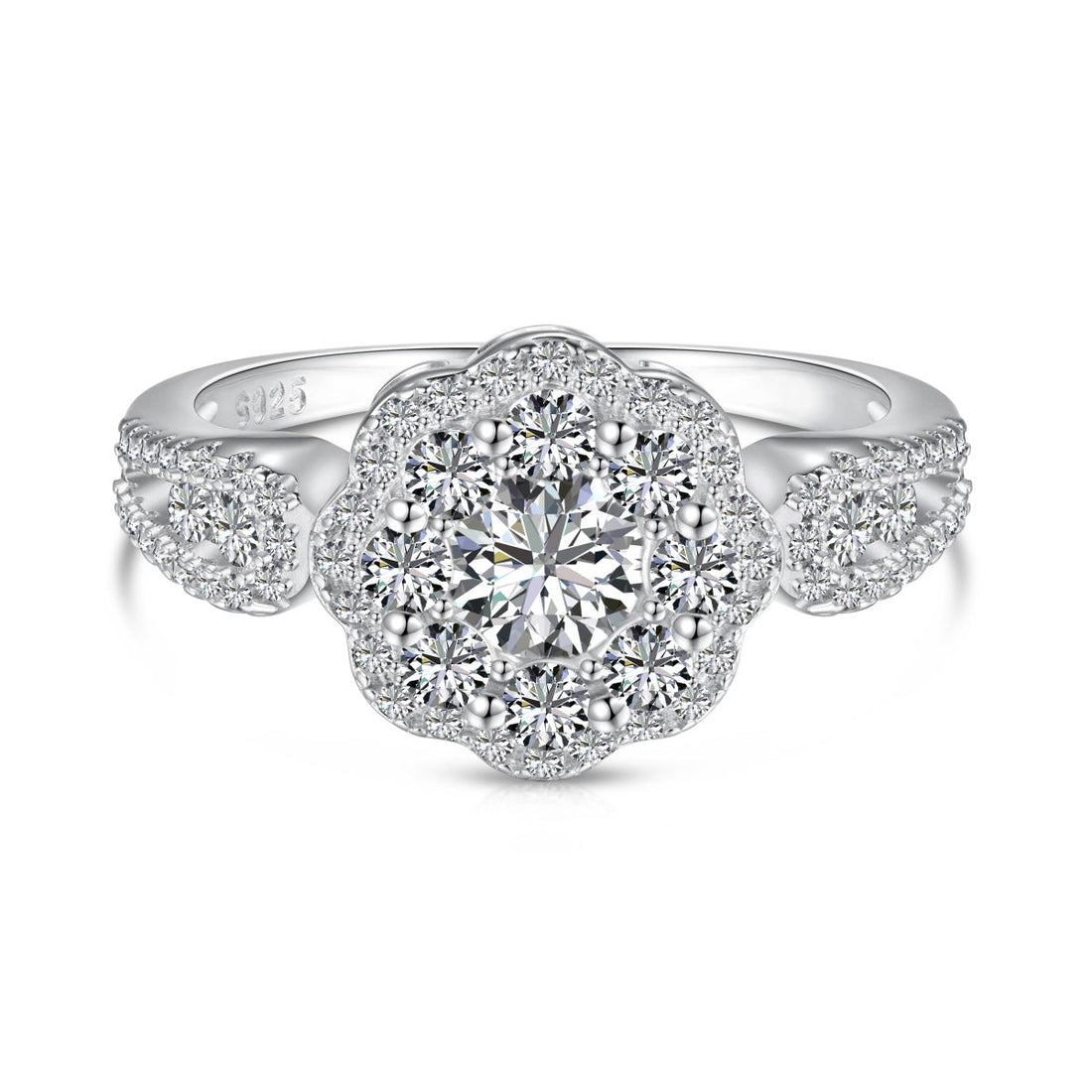 [Limara]Delicate Colorful Round Cut Flower Shape Wedding Ring
