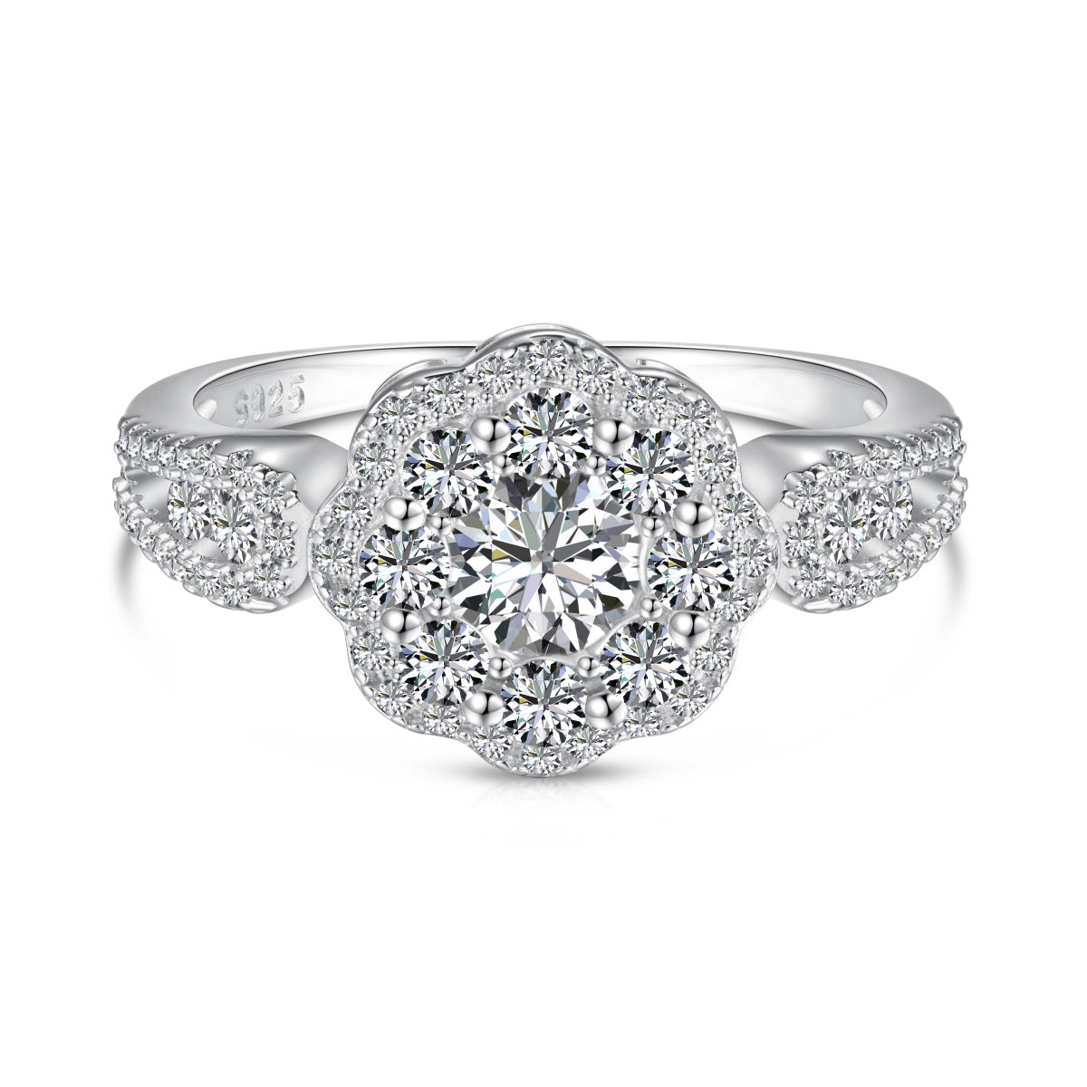 [Limara]Delicate Colorful Round Cut Flower Shape Wedding Ring